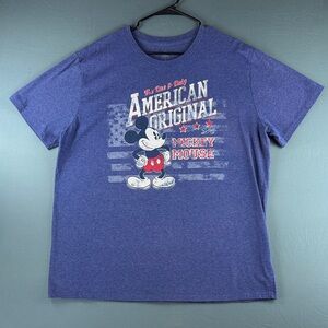 Disney Men's Short Sleeve Mickey Mouse American Original Graphic Tee - Blue